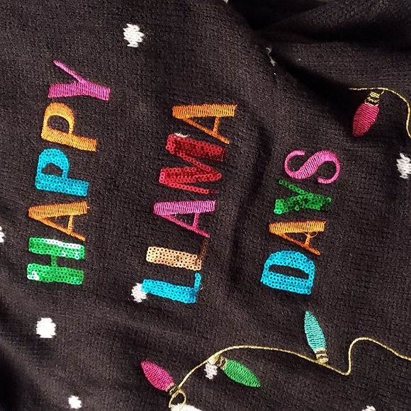 Womens Holiday Time Christmas Sweater Happy Llama Days - Picture 7 of 14
